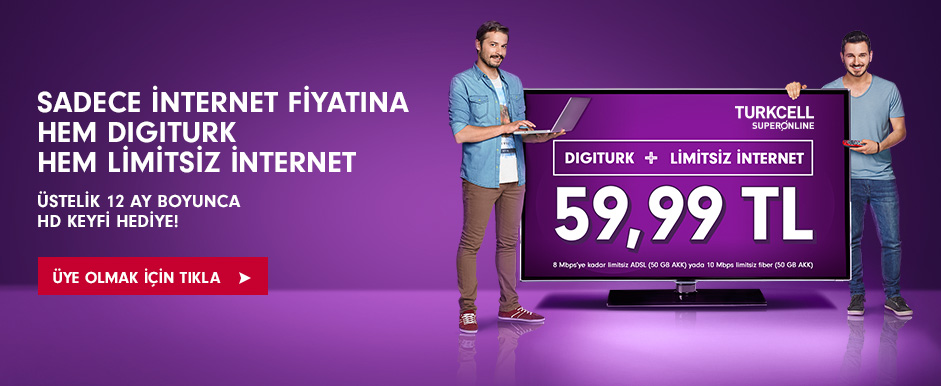HD Digiturk + Limitsiz internet Paketi 59,99 TL